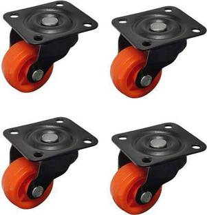 H HADDU 4 x Small 1" Single Wheel Puff Castor for Centre Table Furniture/80 kg Load Capacity (Black, 25 mm) Swivel Furniture Caster (Pack of4) Swivel Furniture Caster