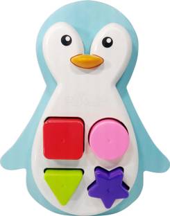 BeeWee - Penguin Shape Sorter Toy for Toddlers Baby Boy Girl Infants 6 Months+ 6 Colourful Blocks Puzzle