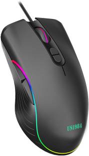 US1984 Wired USB Gaming Mouse, 6400 DPI Optical Sensor, Ergonomic USB Mice, RGB Lighting, 7 Buttons, Lightweight Mouse for Laptop PC Gamer Computer Desktop Wired Ambidextrous Optical  Gaming Mouse