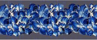 WALLDESIGN 609.6 cm White Blue Bouquet Flowers Painted Adhesive Wall Border - 5.25 inch width by 20 ft length - Extra Large Self Adhesive Sticker
