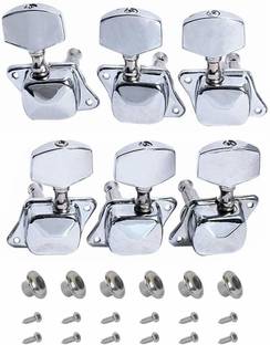 mozart Tuning Peg Silver for Acoustic Guitar Parts Tuners Keys 3R+3L(6 PCS) Automatic Analog Tuner