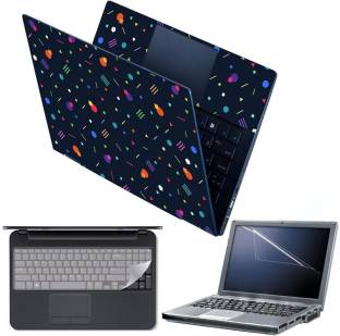 FineArts 4 in 1 Combo Pack with Laptop Skin Sticker Decal, Palmrest Skin, Screen Protector, Key Guard for 15.6 Inch Laptop - Abstract Shapes Combo Set