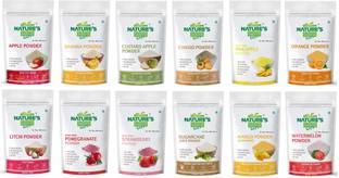 Nature's Precious Gift Apple, Banana, Custard Apple, Chikoo, Pineapple, Orange, Litchi, Pomegranate, Strawberry, Sugarcane Juice, Mango & Watermelon Fruit Powder - 100 GM Each Combo Pack