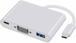 RuhZa USB-C to VGA Adapter Type C 3-in-1 Dock with PD VGA(4K) USB 3.0 for iOS all models of macbook Surface DELL XPS and other models of Laptop USB Hub