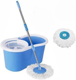 GTE Spin Bucket Mop with 2 Refills- Super Absorbent Refills for All Type of Floors, 360 Degree Spin Bucket, 180 Degree Bendable Handle, for Perfect Cleaning (Color May Vary) Cleaning Wipe, Bucket, Dustbin, Mop Refill, Mop Set, Mop