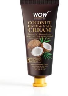 WOW SKIN SCIENCE Coconut Hand & Nail Cream - Moisturizing & Replenishing - Lightweight & Non-Greasy - Quick Absorb - for All Skin Types - No Parabens, Silicones, Mineral Oil & Color - 50mL