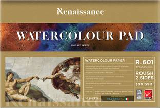 Renaissance Fabriano Water Colour Pad R-601 A2 Size (375 x 555 mm 300 GSM. (10 Sheets) Sketch Pad