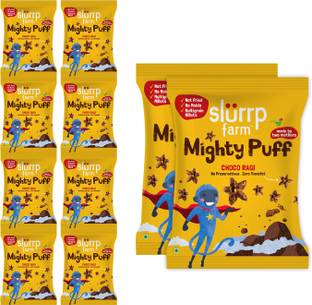 Slurrp Farm Not Fried Puffs, Choco Ragi, Tiffin & Travel-Friendly, 10 X 20g Baby Puffs 200 g