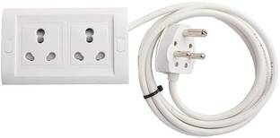 Ronofic Travel Extension Wire Board With short 6 Amp Dual Socket Surge Protected and Plug Extension Cord Cable 5 Meter Wire Extension Board (White)body material Polycarbonate 2  Socket Extension Boards