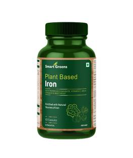 Smart Greens Plant Based Iron with Ferrous Fumarate,Vitamin C,Spinach & Beet Root-60 Capsules
