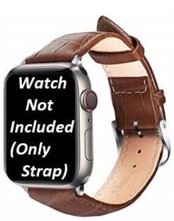 Frazil Croc Style Leather 42mm/44mm Loop Band with Adjustable Closure Wrist Light Brown Smart Watch Strap