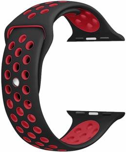 Frazil Soft Silicone Sport 42mm/44mm Band Black and Red Air Hole Smart Watch Strap