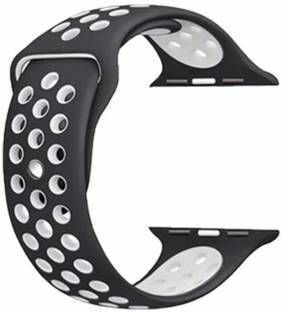 Juberous Soft Silicone Sport 42mm/44mm Band Black and White Air Hole Smart Watch Strap