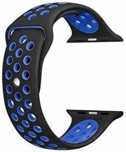 Juberous Soft Silicone Sport 42mm/44mm Band Black and Blue Air Hole Smart Watch Strap