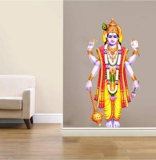Archi Graphics Studio 14 cm india god vishnu bhagwan wall sticker cutting vinyl paper multicolor décor for home diwali décor(pvc vinyl) Self Adhesive Sticker