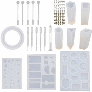 TREXEE Epoxy Resin Molds Jewelry Making Kit, DIY Making Kit Silicone Casting Molds Gem Epoxy Mold Jewelry Pendant Craft Making Crafting Pendant Earrings (Pack of 68)