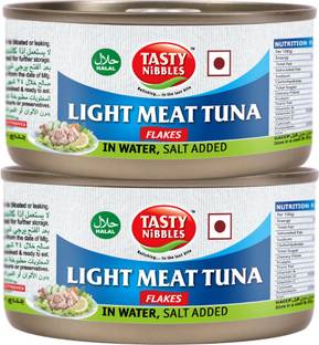 Tasty Nibbles Light Meat Tuna Flakes in Water, Salt Added, 185g x 2 Sea Foods