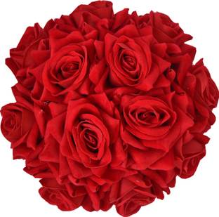 Manas ARTIFICIAL FLORAL BIG SIZE JUDA (HAVING 12 RED ROSES ) PACK OF 1 Bun