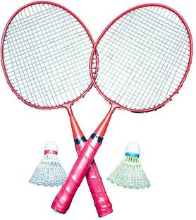 Spocco Badminton Racket for Kids - Baby Badminton Aluminium Toy Set for Children with Multicolour Shuttlecocks and Backpack Badminton Kit