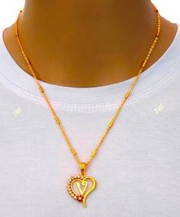 Vraj india V letter locket pendants Alphabet Name Gold Plated Alloy New Model Design With 20 inch chain for girls Gold-plated Alloy