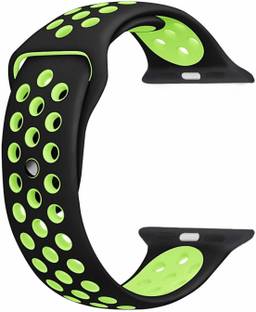 Frazil Soft Silicone Sport 42mm/44mm Band Black and Volt Air Hole Smart Watch Strap