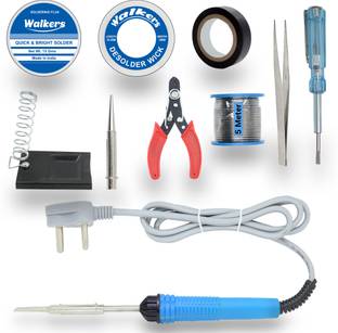 Walkers Basic 10 in 1 Mobile Soldering Iron Equipment Tool Machine Combo Kit Set with Flux Paste and Wire 30 W Simple