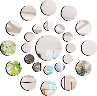 Advance Home Décor 100 cm KC Décor Mirror Silver Acrylic Decorative Circle Wall Self Adhesive Sticker For Wall Decoration (Colorful Mirror Acrylic Standard Size) Reusable Sticker