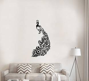 KC Home Decoration 29 cm kc Black Peacock Decor Design Wall Decals Sticker For Home Decor (pvc vinyl covering area 29cm X 58cm) Removable Sticker