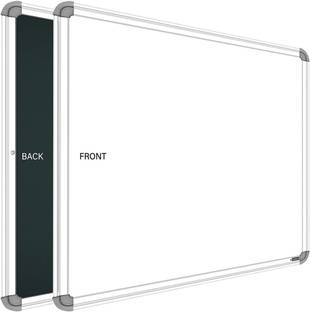 SRIRATNA Non Magnetic Glossy 2 X 2 feet Glossy White Board, One Side White Board Marker and Reverse Side Green Chalk Board Surface Whiteboards