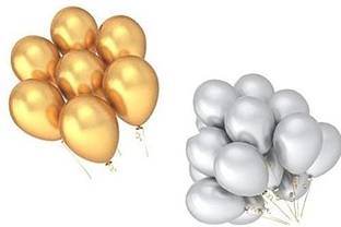 अर्बन सॉलिड Pack Of 100 Baloon 12 inch HD Metallic Finish Balloons for Birthday / Anniversary Party Decoration (50 Silver +50Gold), Pack of 100) गुब्बारा