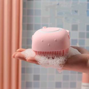 Drosselz 2 in 1 Silicone Soft Bath Body Brush Combo AND bathroom body brush, Bathing Brush for Women, body cleaning brush for Use in Shower, Soft Cleaning Body Brush with Shampoo Dispenser - Skin Massage body bath Brush/ Body wash bush /Silicone Body Scrubber/Bath Body Cleaning brush