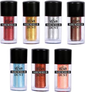VOZWA Eyeshadow Shining Shimmer Dust 14 g - Maroon + Golden + Silver + Coffee + Blue + Copper + Peach 14 g