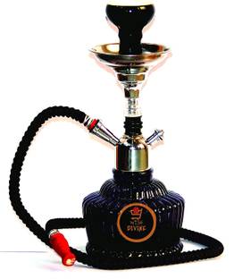Bezak Hookah Pot Black QT with Silver Stem (Height 16 Inches) 16 inch Glass Hookah