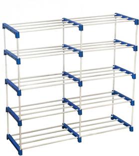 CMerchants Open 10 Layer Metal Shoe RACK Metal, Plastic Collapsible Shoe Stand