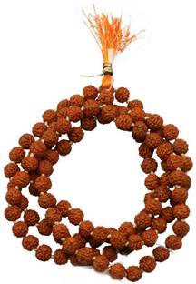 Rashifaashion 5 Mukhi Rudraksha Jaap Mala Beads (108+1) Beads Size 7MM Wood Necklace