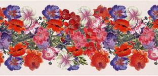 WALLDESIGN 304.8 cm Multicolor Flowers With Running Branches Border Wallpaper - 5.25 inch width by 10 ft length - Medium Self Adhesive Sticker