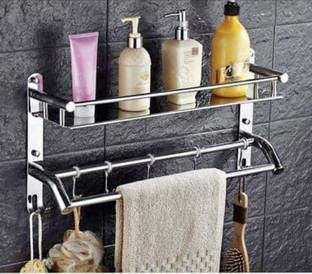 Airline by Airline Towel rack Abs + Stainless Steel and Folding Towel Rack/Towel Hanger/Towel Stand/Holder/Bathroom Accessories Silver Towel Holder