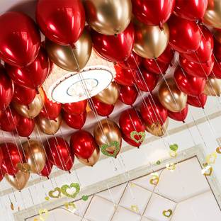 TNDECORLY Solid Solid HD Metallic Red & Golden balloons (50 Pcs) Balloon Balloon