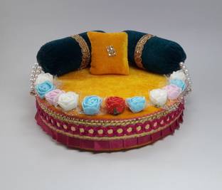 R D Handicraft Thakur ji Singhasan, Laddu Gopal ji Singhasan, Bal Gopal ji Singhasan Usable 4 to 7 no Laddu Gopal ji Silk All Purpose Chowki