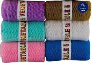 aaradhya Fridge Vegetable and Fruit Reusable Net Bag Pack of 6 Grocery Bags (Multicolor) Pack of 6 Grocery Bags