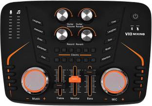 Xtreme Acoustics XA-V10 Portable audio mixer for recording live, mobile sound card with bluetooth connectivity for live streaming/podcasting/karaoke with a seperate guitar interface jack. Audio Interface