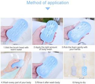 play run Silicone Body Scrubber (1 Pack),Silicone Bath Body Brush for Women Men Kids Baby, Super Soft Massage Exfoliating Bath Brush Scrubber for Deep Cleaning?Double-sided Shower Loofah with Wood Pulp Cotton
