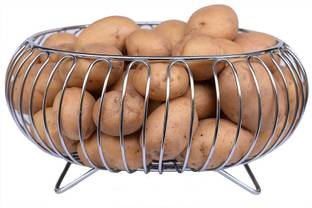 Pla Heavy Stainless Steel Vegetable and Fruit Bowl Basket - Nickel Chrome Plated Steel Fruit & Vegetable Basket