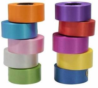 CHIKLIT ENTERPRISE Premium Plastic Curling Ribbon 10 Mtr Each Multicolor 1 inch 10 mtr in Each roll (Pack of 10 Pcs) Multicolor PP (Polypropylene) Ribbon