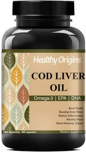 Healthy Origins Cod Liver Oil Capsules for Heart and Brain health Ultra