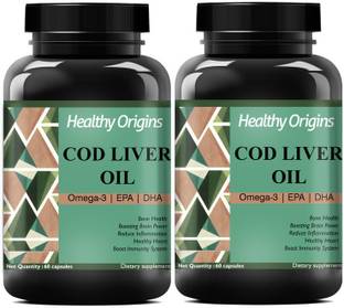 Healthy Origins Cod Liver Oil Capsules | for Immunity (Pack Of 2) Ultra
