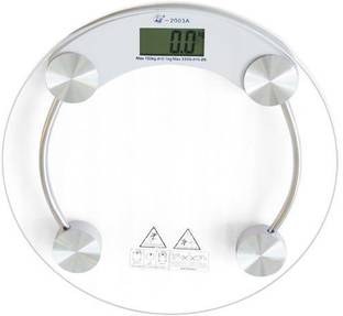 Maliko Personal Human Body Weight Machine 2003A Transparent Round Glass Weighing Scale