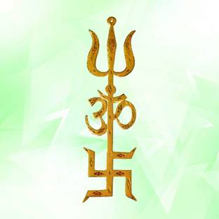 braj bazar Trishakti (Om+Trishul+Swastik) For Reflect Negative Energy Iron Yantra