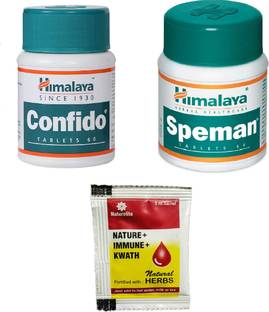 HIMALAYA A Combo of Confido Tablets help in sexual problems in men like impotency, Confido Tablet is used to treat sexual problems in men like Erectile dysfunction (Impotency) by increasing the sperm count and testosterone levels. It also provides strength and stamina to the body which enhances sexual desire & Speman Tablets help in improves the sperm count and the quality of semen, It also enhances sexual performance by improving sexual desire and sustaining penile erection(improves sexual desire and sustains penile erection) With Nature Lite NATURE+IMMUNE+KWATH (just add to hot water,milk or tea) PACK OF 2