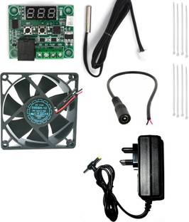 TechSupreme Best Combo for DIY Incubator W1209 Thermostat + 12v 2Amp Adapter + 1 Piece 3 inch fan + 8 Pieces Ties 10” Inch + 1 DC Female Connector For Diy Incubator Temperature Sensor and Controller Electronic Hobby Kit